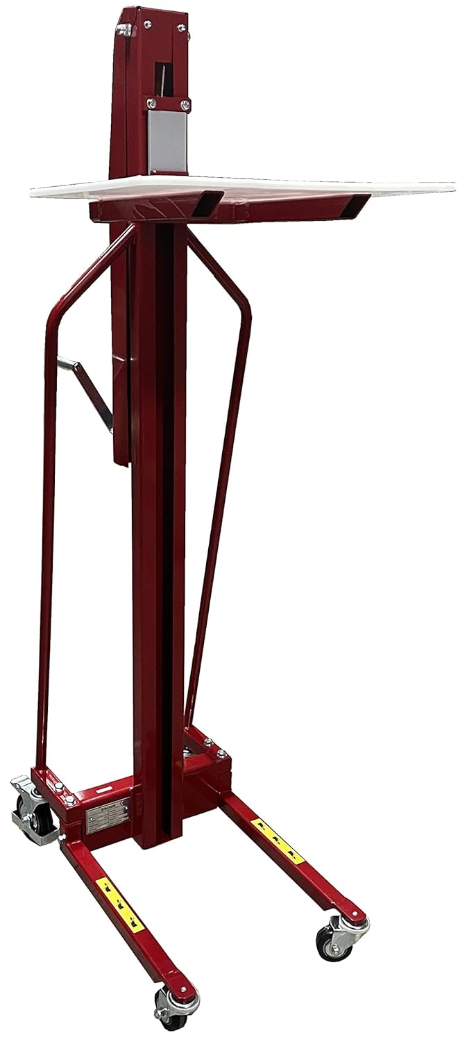 Pake Handling Tools - Winch Stacker, Manual Work Positioner Lift Truck - Steel Lightweight and Easily Maneuverable Lift with 220 lbs Capacity 59" Lift Height
