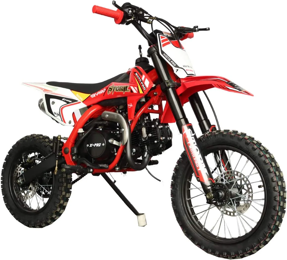 X-Pro Brand New 125cc Pit Dirt Bike, 4-Speed Manual Transmission Kick Start 14"/12" Tires