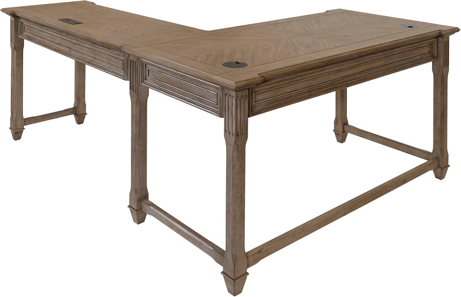 Martin Furniture Traditional Wood Open L Return, Writing Table, Office, Light Brown Desk