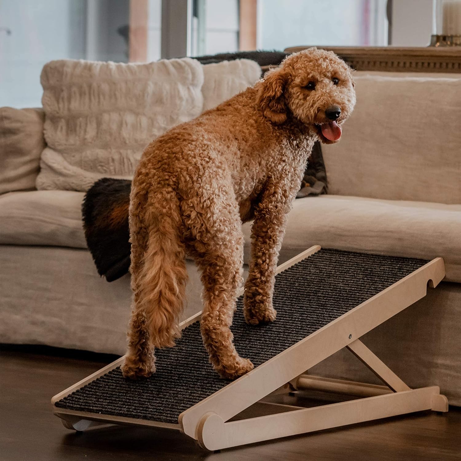 USA Made Adjustable Pet Ramp for All Dogs and Cats - for Couch or Bed with Paw Traction Mat - 40" Long and Adjustable from 14” to 24” - Rated for 200LBS - Great for Small and Older Animals