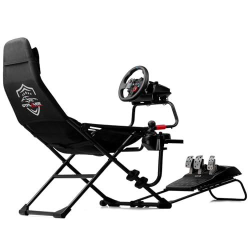 GTPLAYER Sim Racing Cockpit Foldable & Adjustable for High Performance Sim Racing Compact & Flexible Supports All Steering Wheels & Pedals for PC Wheel and Pedals Not Included(Black)