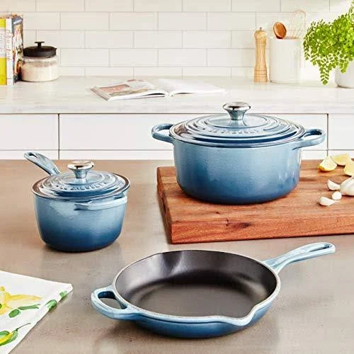 Le Creuset Signature Cast Iron 5 Piece Cookware Set - Marine