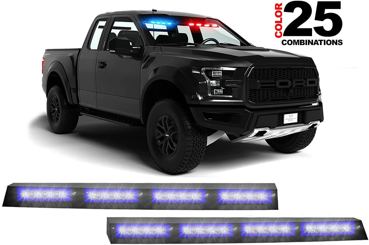 Extreme Tactical Dynamics Elemental 40 Visor Light LED Strobe Visor Light Interior Windshield Light Bar Split Mount Emergency Lights - Blue/White
