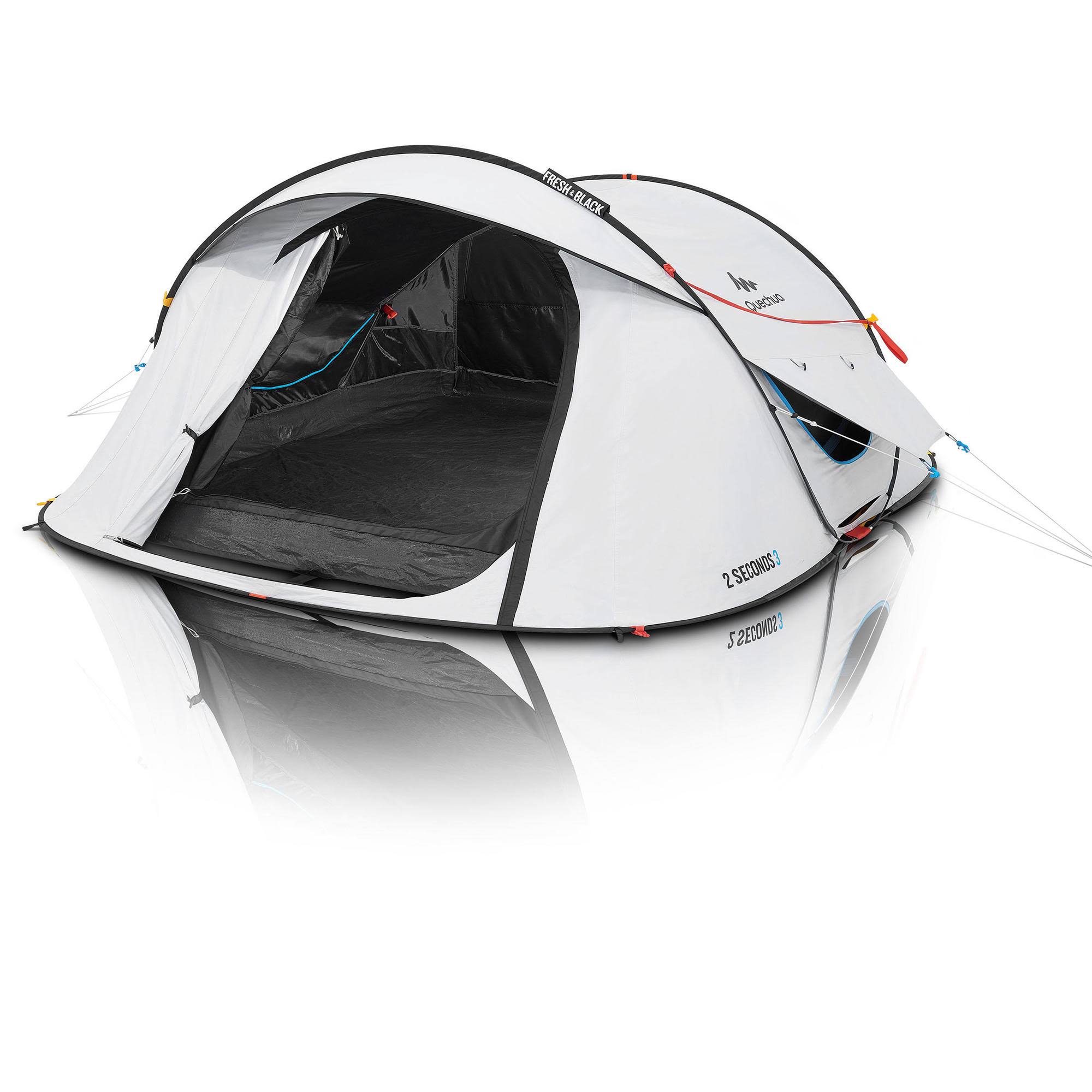 Quechua 2 Second, Waterproof Camping Tent, 3 Person in Snowy White, Size 2-Person