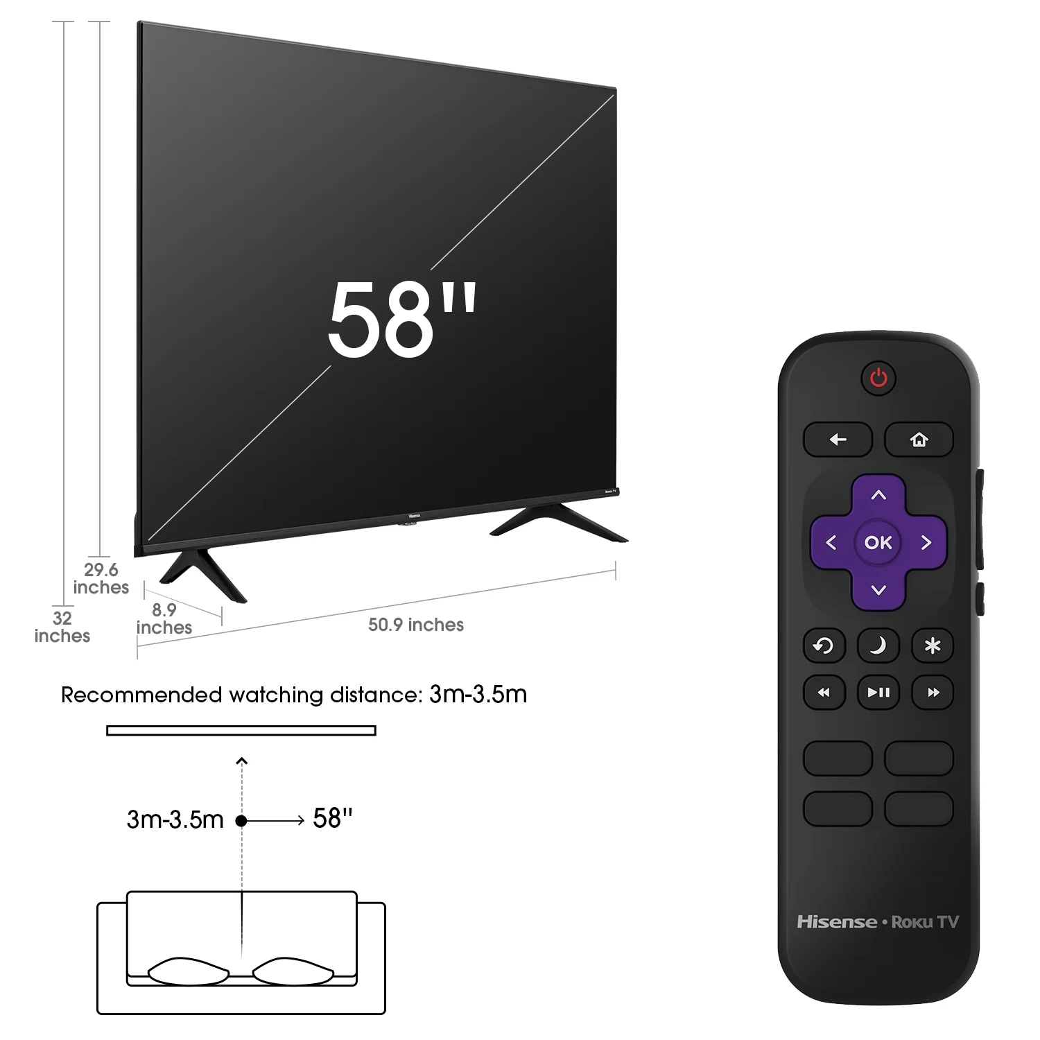 Hisense 58" Class 4K UHD LED Roku Smart TV HDR 58R6E