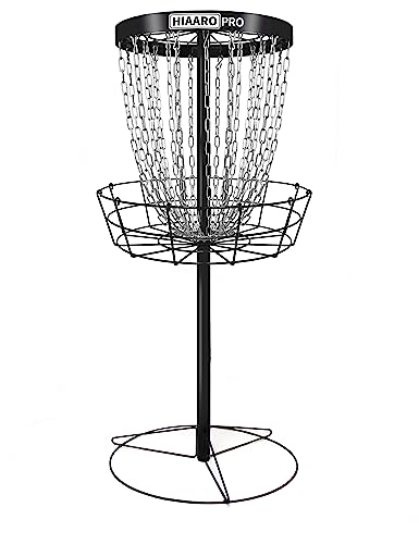 【PDGA Approved】 HIAARO PRO Disc Golf Basket, Portable Disc Golf Target with Heavy Duty 24 Chains, Professional Disc Golf Basket Set