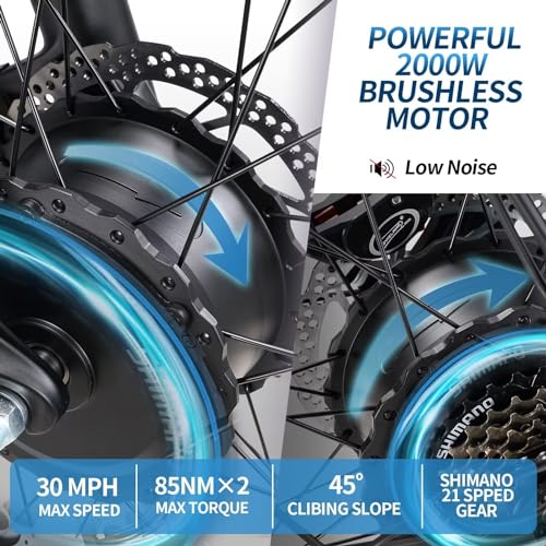 E-Bike for Adults, 1104WH 2000W Removable Battery Ebike 26x4 Inch Fat Tire All Terrain Mountain Ebike