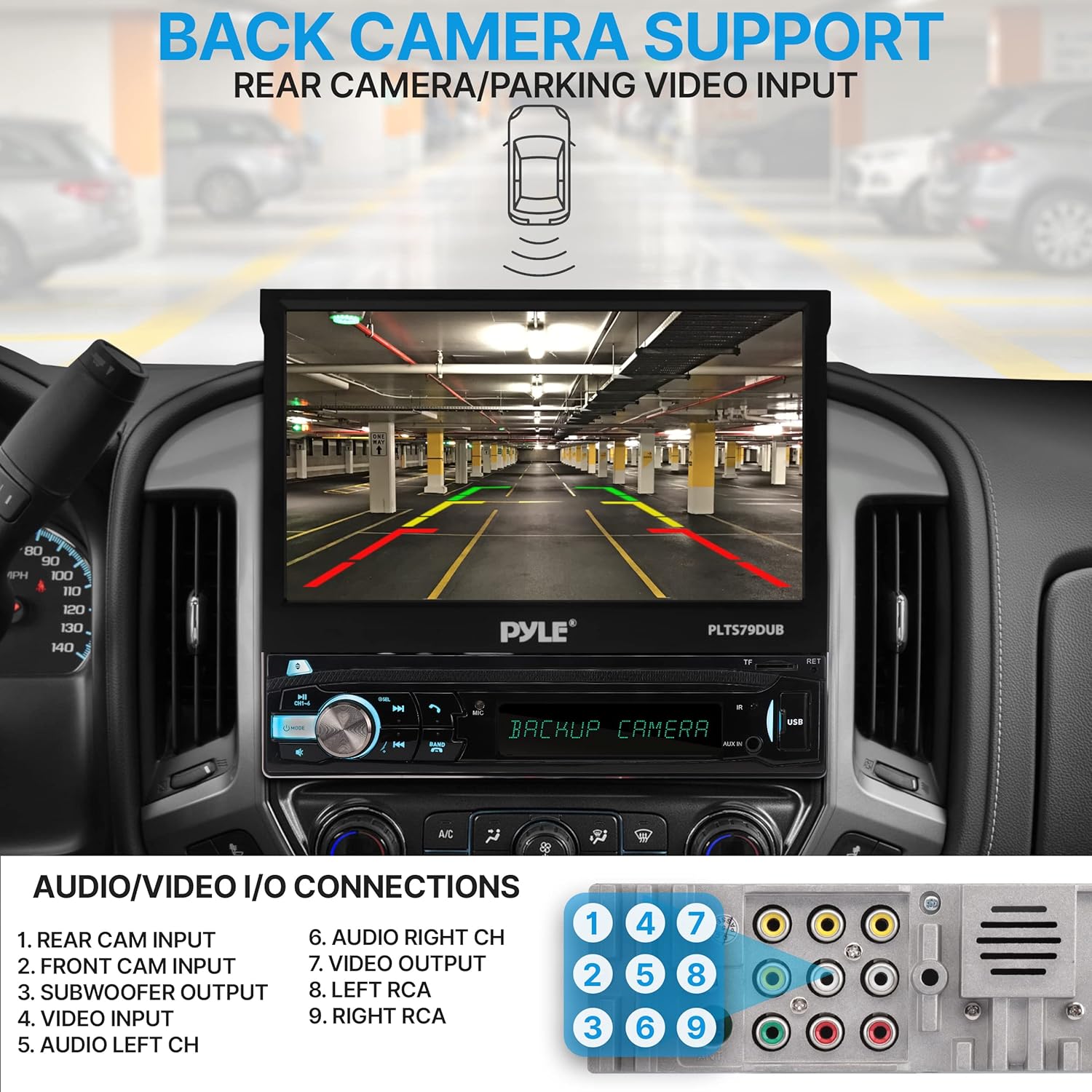 Pyle Car Stereo Video Receiver - Multimedia Player, BT Wireless Streaming, Hands-Free Talking, Motorized Fold-Out 7" Touchscreen Display, MP4/MP3/USB/SD/AM/FM Radio, Single DIN - PLTS73UB.5