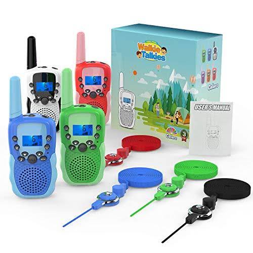 Wishouse Childrens Walkie Talkie Sets for Boys Girls 4 Pack,Family 2 Way Radio Walky Talky for Kids with Flashlight,Camping Game