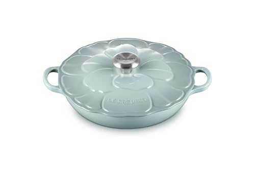 Le Creuset Signature Enameled Cast Iron Petal Braiser, 2.25qt., Coastal Blue