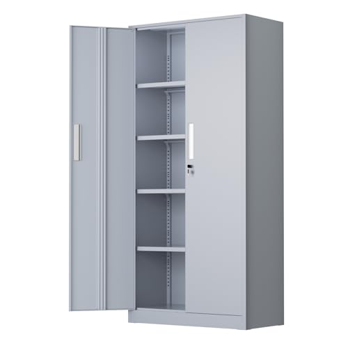 Incbruce 72” Metal Storage Cabinet, Garage Cabinets and Storage System with Doors and Shelves, Tall Lockable Tool Cabinet for Garage, Office, Home (Black)