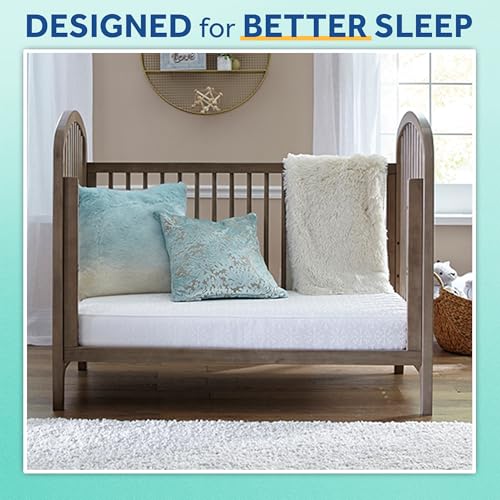 Sealy Flex Cool Breathable Hypoallergenic 2-Stage Dual Firm Waterproof Baby Crib Mattress & Toddler Bed Mattress, Cotton Cover, 204 Premium Coils, Air Quality Certified, Made in USA, 52"x28"
