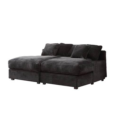 74.8" Upholstered Corduroy Sleeper Sofa - Modern Luxury Twins Sofa Couch for Living Room Quality Corduroy Upholstery Sleeper Sofa Bed Daybed Square Arm Sofa for Living Room, Bedroom (Beige)