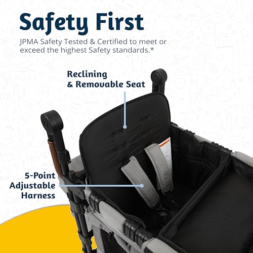 Keenz XC 2.0 - Luxury Comfort Stroller Wagon | Foldable 2 Passenger Double Seater with Adjustable Canopy | Cream