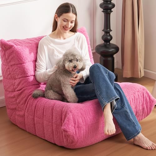 Bean Bag Chair Big Sofa Beanbag Chair for Adults Fireside Chair Bean Bag Lounger with Memory Foam Filled for Home,Apartment or Gaming Venue(Black Plush)