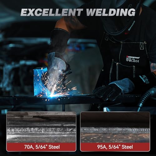 ARCCAPTAIN MIG Welder, 200Amp 6 in 1 Gas MIG/Gasless Flux Core MIG/Stick/Lift TIG/Spot welding/Spool Gun 110V/220V Aluminum Multi Process Welding Machine with LED Digital Display, Burn Back Adjustment