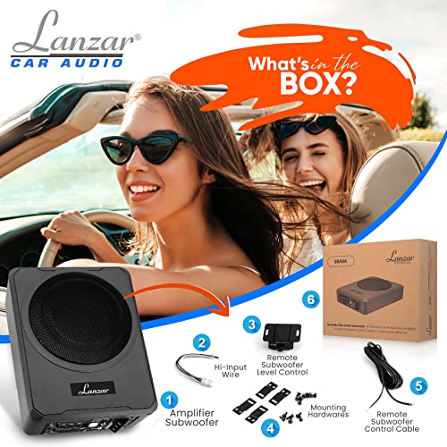 Pyle 10-Inch Low-Profile Amplified Subwoofer System- 900 W Compact Enclosed Underseat Car Audio Subwoofer w Built in Amp