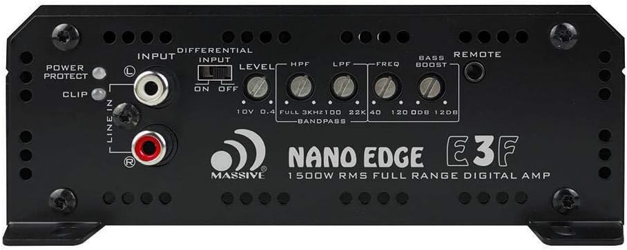 Massive Audio E3 - Car Audio 2,800 Watt Nano Edge Series, Monoblock Car Amplifier, Bass Boost, 1 Ohm Stable