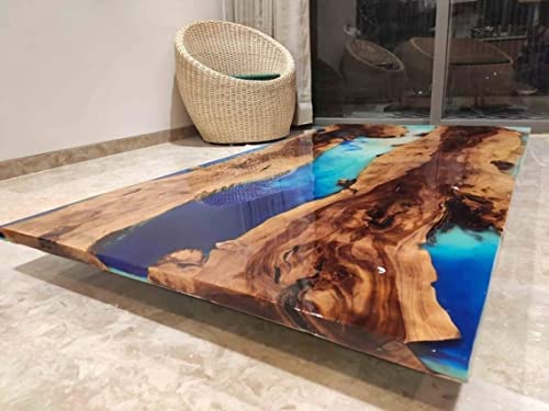 Customized Large EPOXY River Table, Resin Dining Table for 2, 4, 6, 8 River Table, Wood Epoxy Coffee Table Top, Living Room Table, Epoxy Bar Counter (16.5" Inches Tall, 36 x 20 inches)