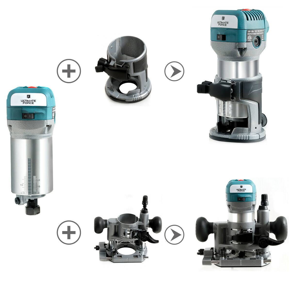 1.25HP Palm Router Kit Variable Speed Woodworking with Plunge Base