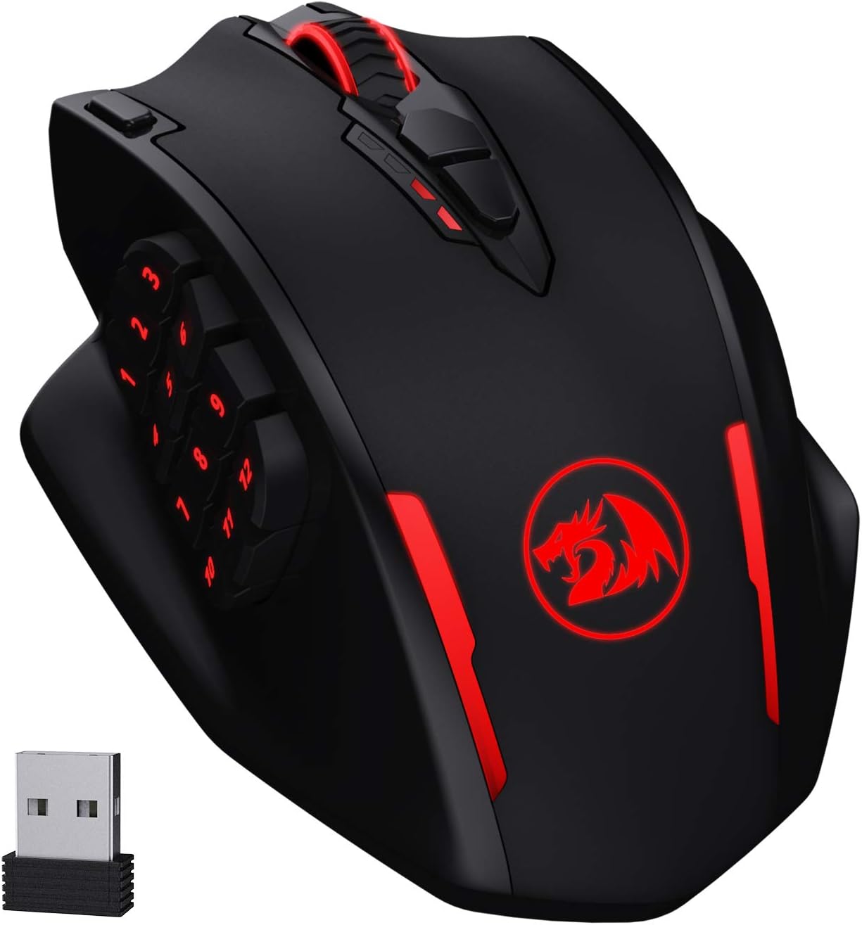 Redragon M908 Impact RGB LED MMO Mouse with Side Buttons Optical Wired Gaming Mouse with 12,400DPI, High Precision, 20 Programmable Mouse Buttons Pack of 2