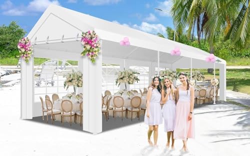 COBIZI 20x40 Party Tent Heavy Duty, Galvanized Wedding Tent, Event Shelter for Parties, Outdoor with Removable Sidewall & Built-in Sandbag, Carpas para Fiestas, Large Canopy, Waterproof, White