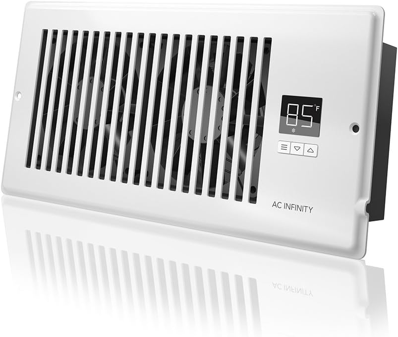 AC Infinity AIRTAP T4, Quiet Register Booster Fan with Thermostat Control. Heating Cooling AC Vent. Fits 4” x 10” Register Holes. Pack of 2