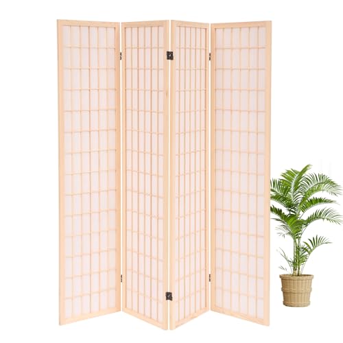 Freestanding Japanese Shoji Screen Room Divider 6 Panels – 5.6FT Tall Foldable Wooden Privacy Partition for Home, Office, Garden & Meditation Space (67" H)