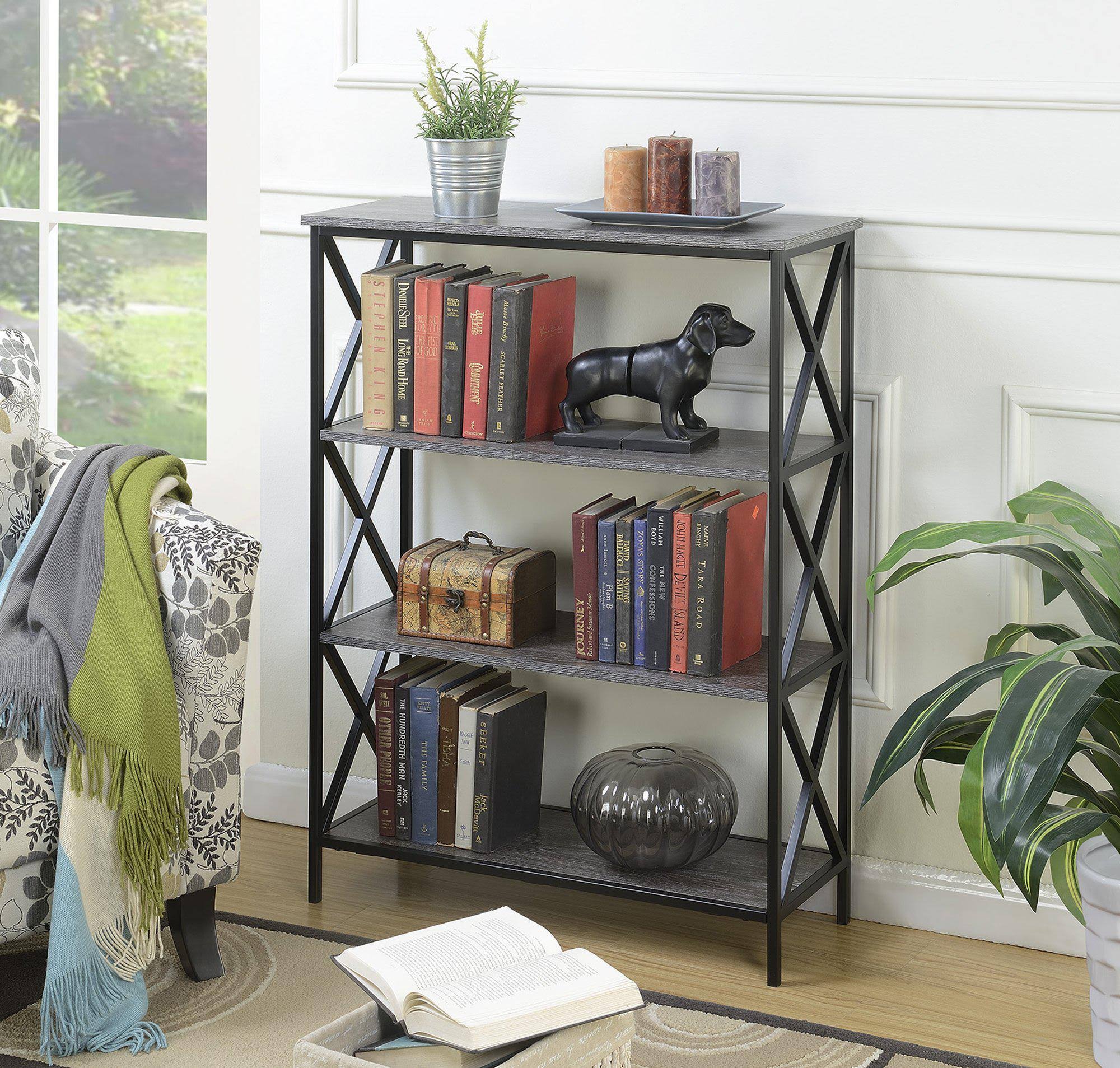 Convenience Concepts Tucson 4 Tier Bookcase, Weathered Gray