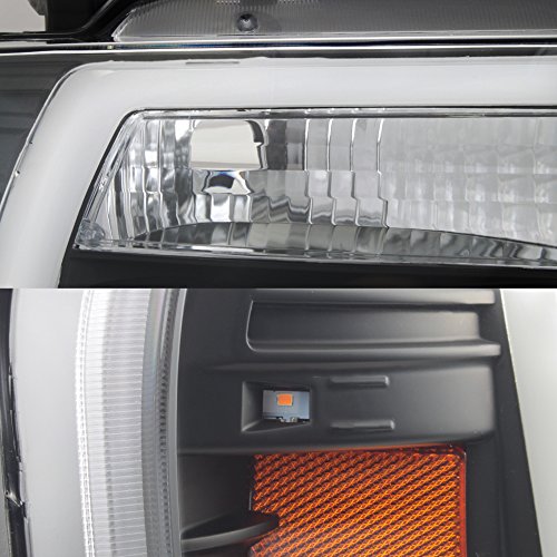 AKKON - Fits 2004-2008 Ford F150 Pickup LED Parking Tube Bar Projector Black Headlights Pair Driver Left+Passenger Right