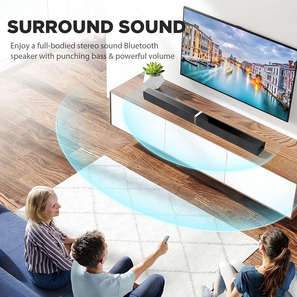 Sound Bar, MEGONG 2020D Split Soundbars for TV 50W 32-Inch Wired & Wireless Bluetooth Sound Bars Home Theater Surround Speakers (Optical/HDMI/Aux/Remote Control/Wall-Mounted) Pack of 2