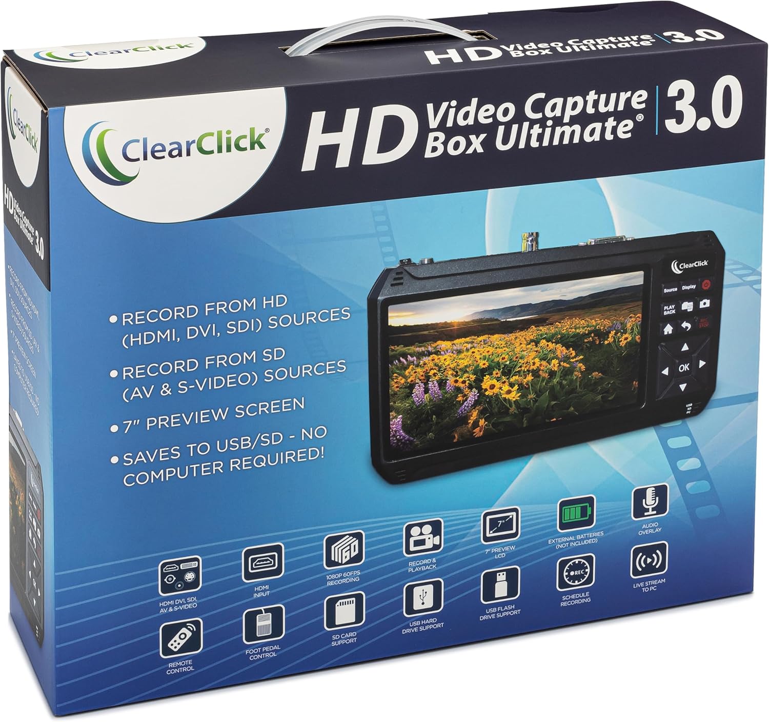 ClearClick HD Video Capture Box Ultimate 3.0 (Third Generation) - Capture or Stream Video from HDMI, DVI, SDI, S-Video, RCA, AV, VHS, VCR, DVD, Camcorders, Hi8