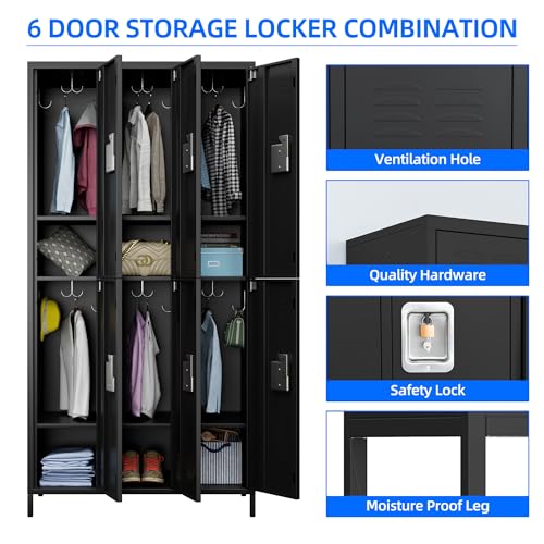 METAN Metal Storage Locker for School Office Gym Bedroom, 12 Doors Locker Cabinet for Employees, Industrial Steel Storage Locker with 12 Hooks, Assembly Required (12 Door-Light Gray)
