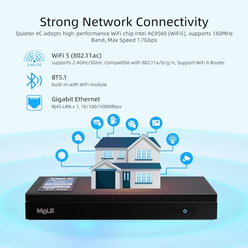 MeLE Fanless N100 Mini PC Windows 11 Pro 16GB Ram 512GB ROM Micro PC Quieter4C 2X HDMI 4K USB-C Triple Display 2.4G/5G WiFi BT5.1 GbE Small Desktop Computer on Business Home IoT NAS Astrophotography
