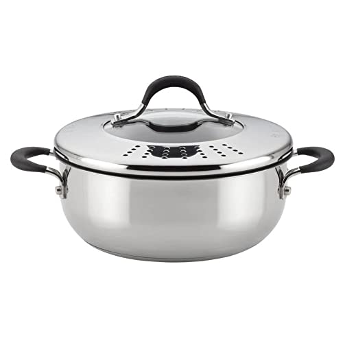 Circulon Momentum Stainless Steel Nonstick Cookware Set with Glass Lids, 11-Piece Pot and Pan Set, Stainless Steel