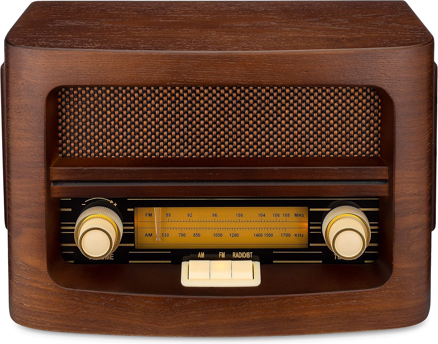 ClearClick Classic Vintage Retro Style AM/FM Radio with Bluetooth, Aux-in, & USB - Handmade Wooden Exterior Pack of 2