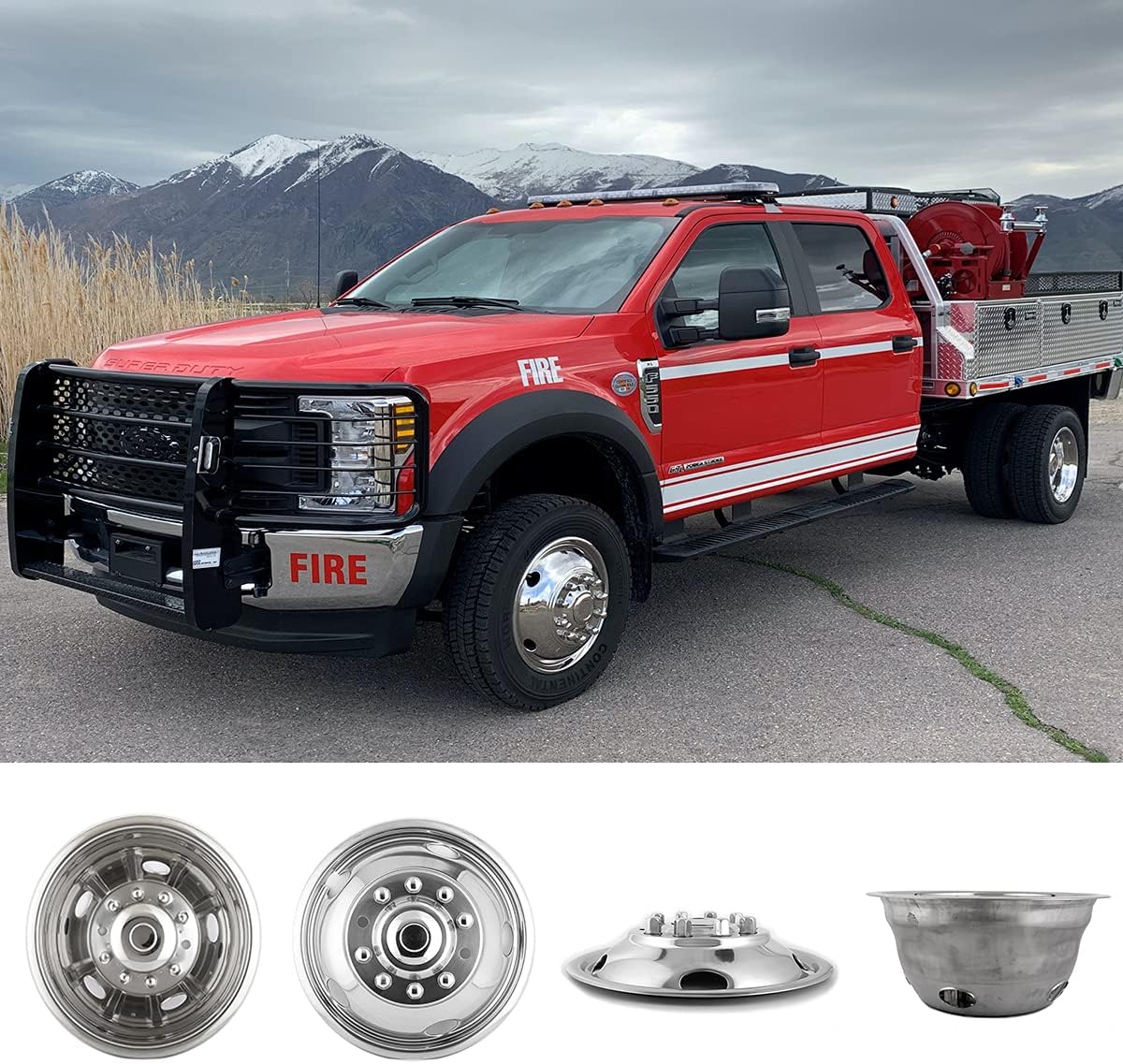Kucaruce Set of 4 19.5 10 Lug Wheel Skins Hub Caps Rim Covers Stainless Steel Wheel Simulators For 2008-2020 R_a_m 4500 5500 Pickup