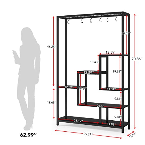 5-Tier Tall Indoor Plant Stand, 70.9” Large Metal Plant Shelf Flower Bonsai Pots Display Rack for Garden, Balcony, Living Room,Black