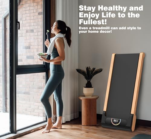 Walking Pad, High Grade Wood Under Desk Treadmill 300LBS Capacity, Max 3.5 HP Electric Treadmill for Home Office Installation-Free with Remote Control LED Display High，Sound Quality Speaker