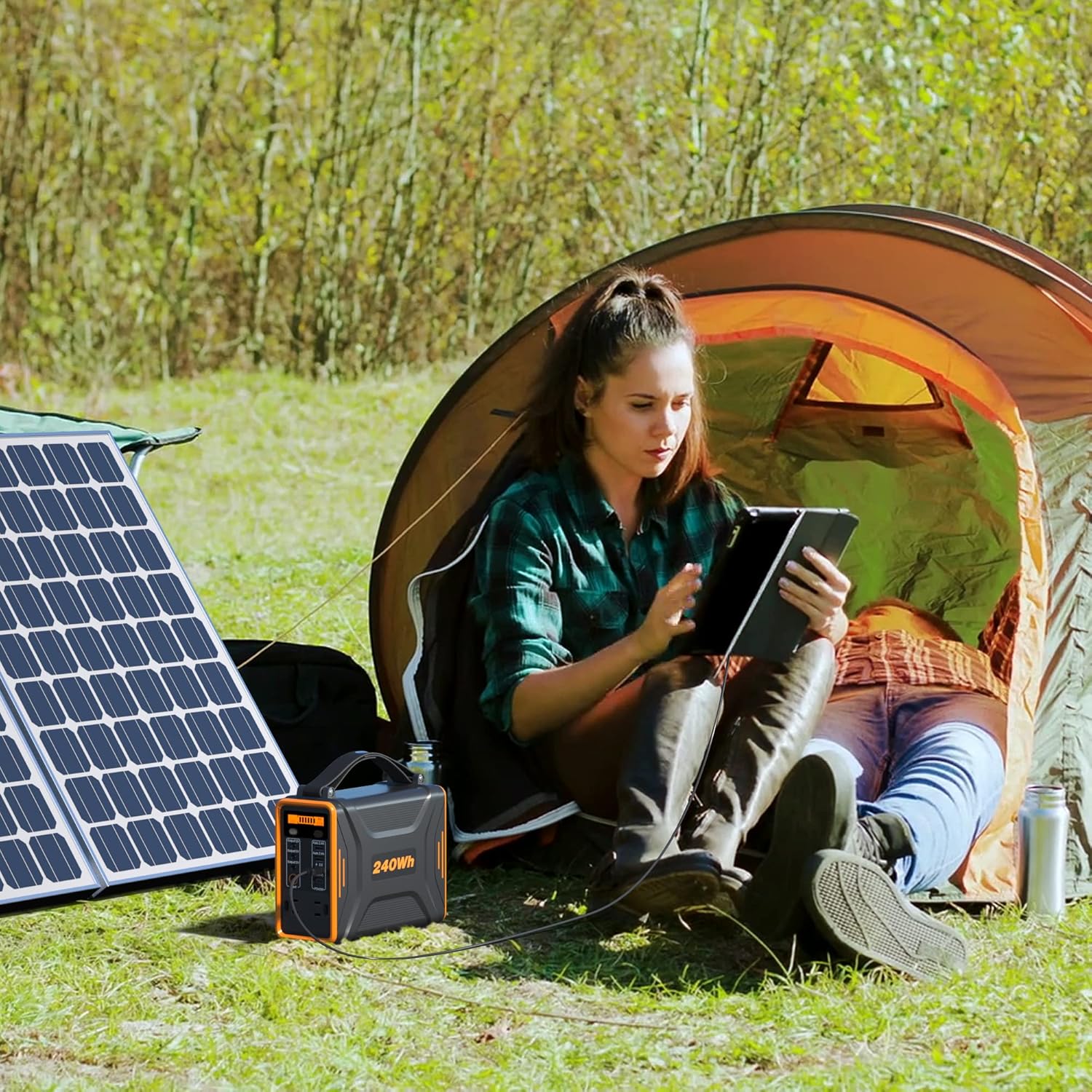 sevkumz Portable Power Station, 240Wh Backup LiFePO4 Battery, 110V/200W Pure Sine Wave AC Outlet, Solar Generator (Solar Panel Not Included) for Outdoors Camping Travel Hunting Emergency
