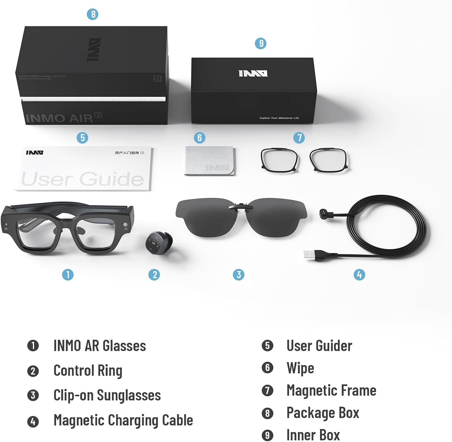 inmo Air 2 AR Glasses Wireless, Smart ChatGPT AR Glasses with 1080P Micro-OLED Virtual Theater, Augmented Reality Glasses with Camera,10 Languages Translation,Watching Movies,Phone Calls,Teleprompter