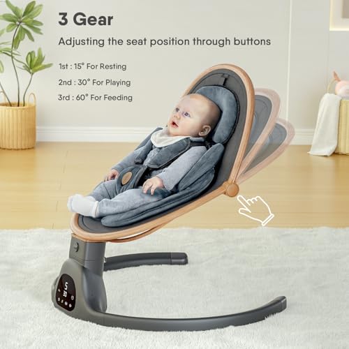 Baby Swings for Infants, Fasonbaby Bluetooth Infant Swing with Music Speaker with 3 Seat Positions, 5 Speeds and Remote Control - Portable Baby Swing for Indoor and Outdoor (White)