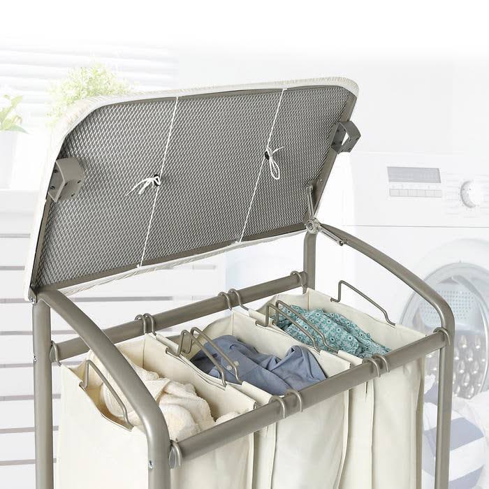 Seville Classics 3-Bag Laundry Sorter with Folding Table
