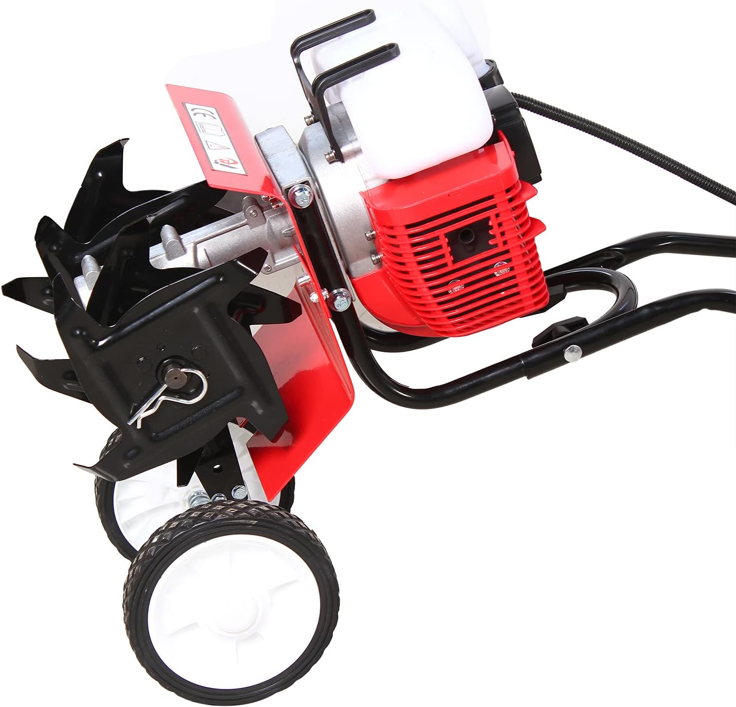 Gas Mini Tiller Cultivator, 52cc 2-Stroke Garden Cultivator, Tillers and Cultivators Gas Powered, Gas Rototiller, 6500rpm Cdi Tilling Tool with 2 Wheels, Tiller for Gardening