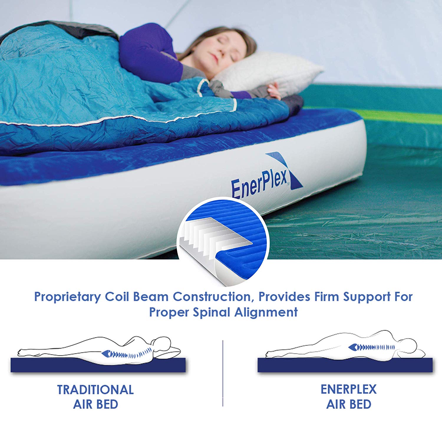 EnerPlex Luxury 9 Inch Queen Camping Air Mattress with High Speed Wireless Pump
