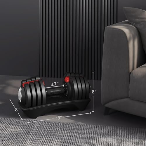 Yaheetech Adjustable Dumbbell Set 28/40/52.5/90LBS Adjustable Dumbbells Fast Adjust Dumbbell Weight Set with Anti-Slip Handle and Tray for Men/Women Home Gym Strength Training Equipment Single/Pair