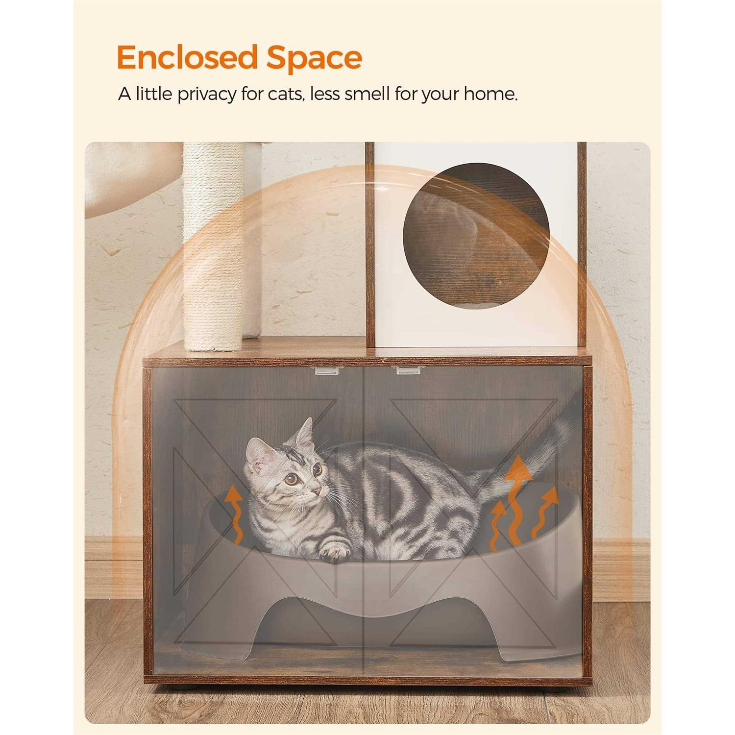 Feandrea WoodyWonders Cat Tree with Litter Box Enclosure 2-in-1 Modern Tower - Pet Supplies online store