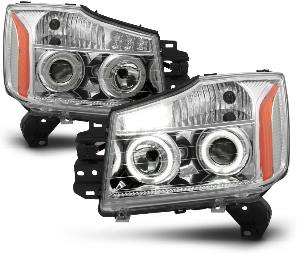 ACANII - For 2004-2015 Nissan Titan 04-07 Armada LED Dual Halo Headlights Headlamps Driver + Passenger Side