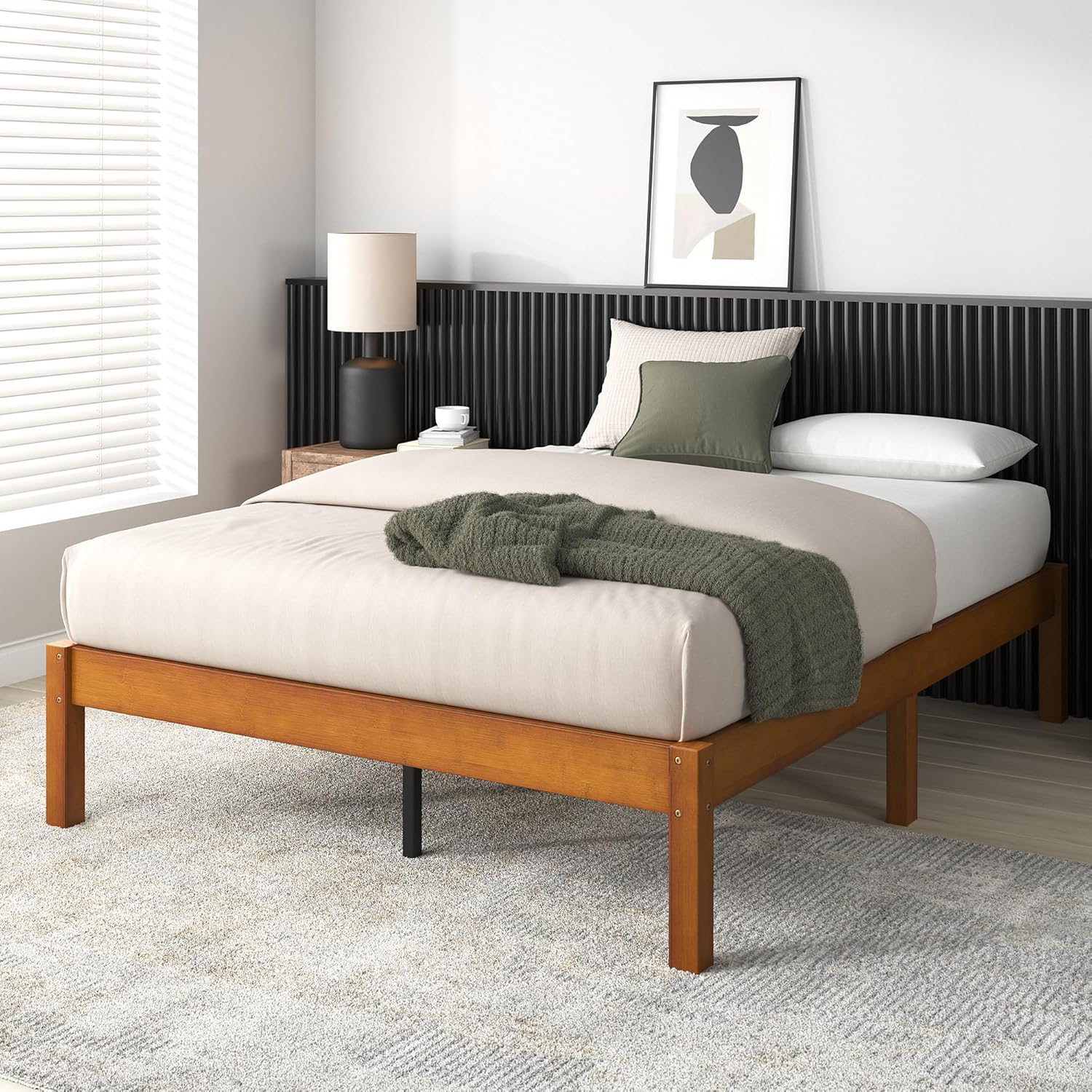Zinus Ellie 14 Inch Bamboo Platform Bed Frame, Wood Slat Support, No Box Spring Needed, Easy Assembly, Full
