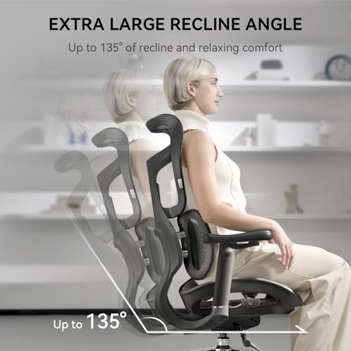 SIHOO Doro S300 Ergonomic Office Chair, Computer Chair, Gaming Chair with Dual Dynamic Lumbar Support, 6D Coordinated Armrests, Adjustable Rolling Chair (White Italian Velvet Mesh)